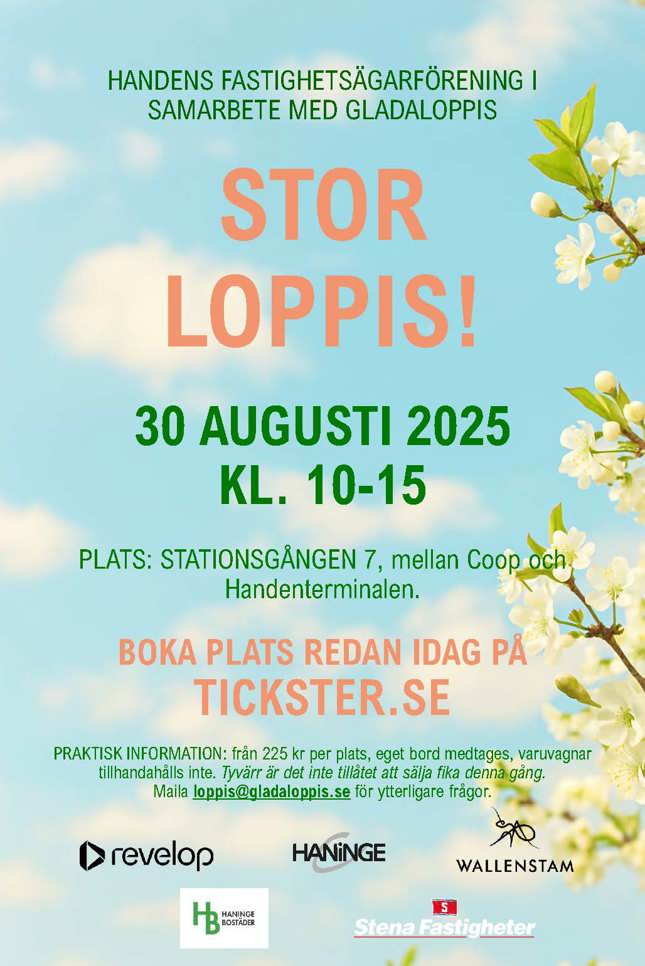 Plansch om stor loppis i Handen den 30 aug 2025